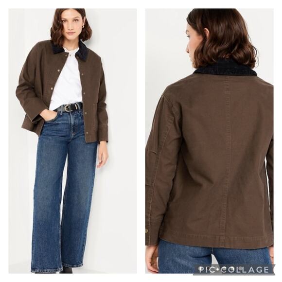Old Navy Jackets & Blazers - Old Navy Canvas Barn Coat Brown Corduroy Collar Size XXL